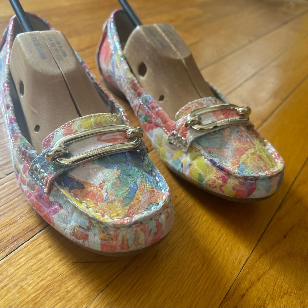 ANNE KLEIN Colorful Leather Loafers Slip-on Flats Summer Size 7.5 Women Ex Cond